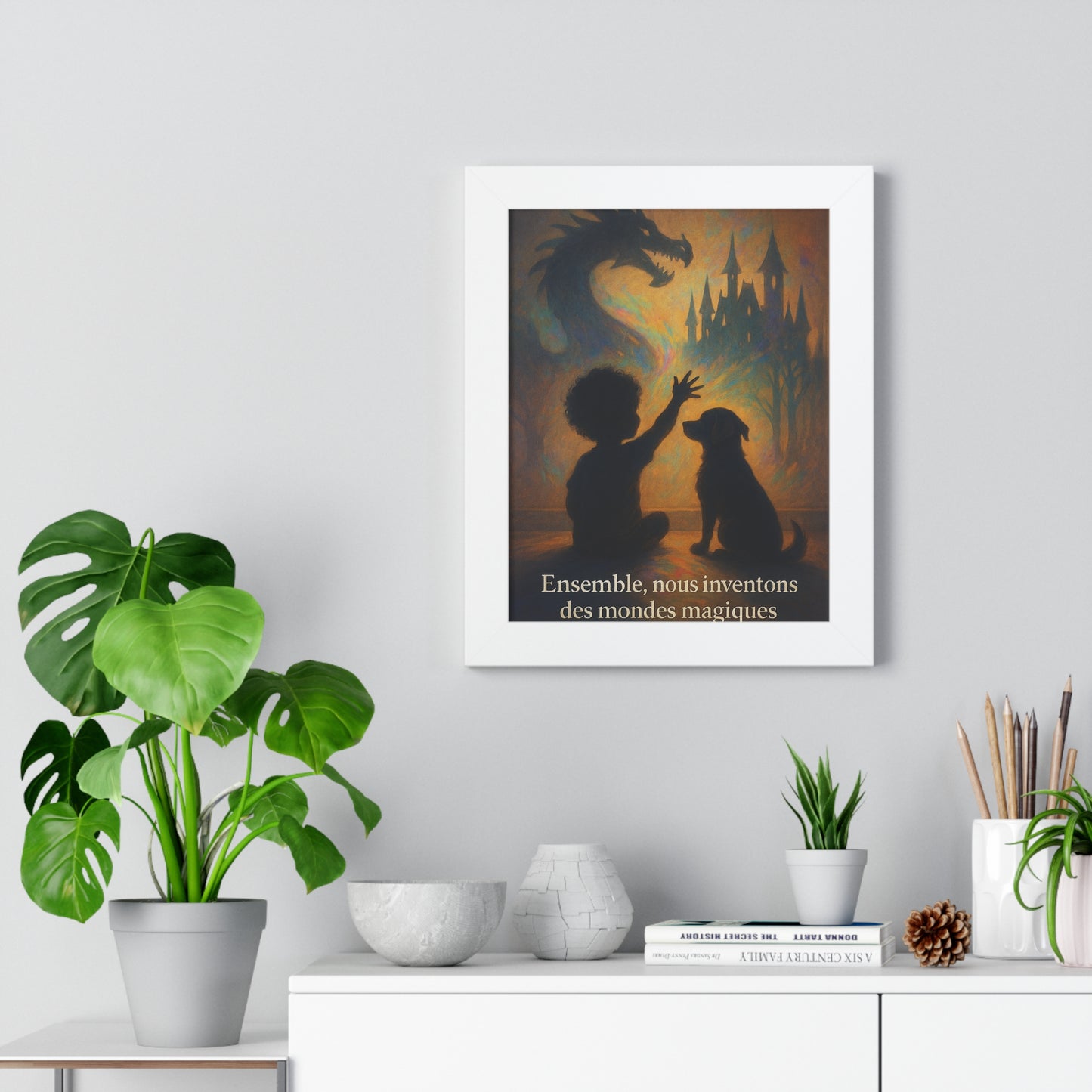 Affiche verticale "ensemble nous inventons des mondes magiques" ( Collection Retour à l'Enfance)