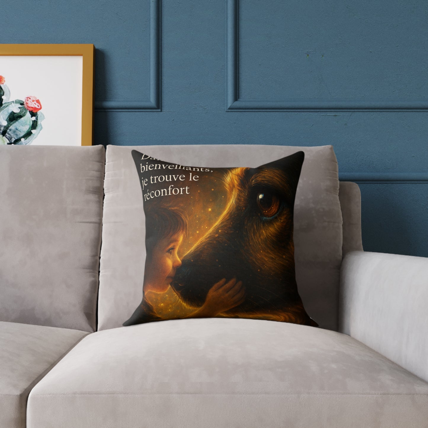 Coussin confortable & fantaisie « Dans tes yeux bienveillants je trouve le réconfort » ( Collection Retour à l'enfance)