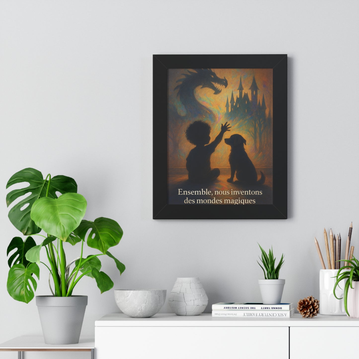 Affiche verticale "ensemble nous inventons des mondes magiques" ( Collection Retour à l'Enfance)