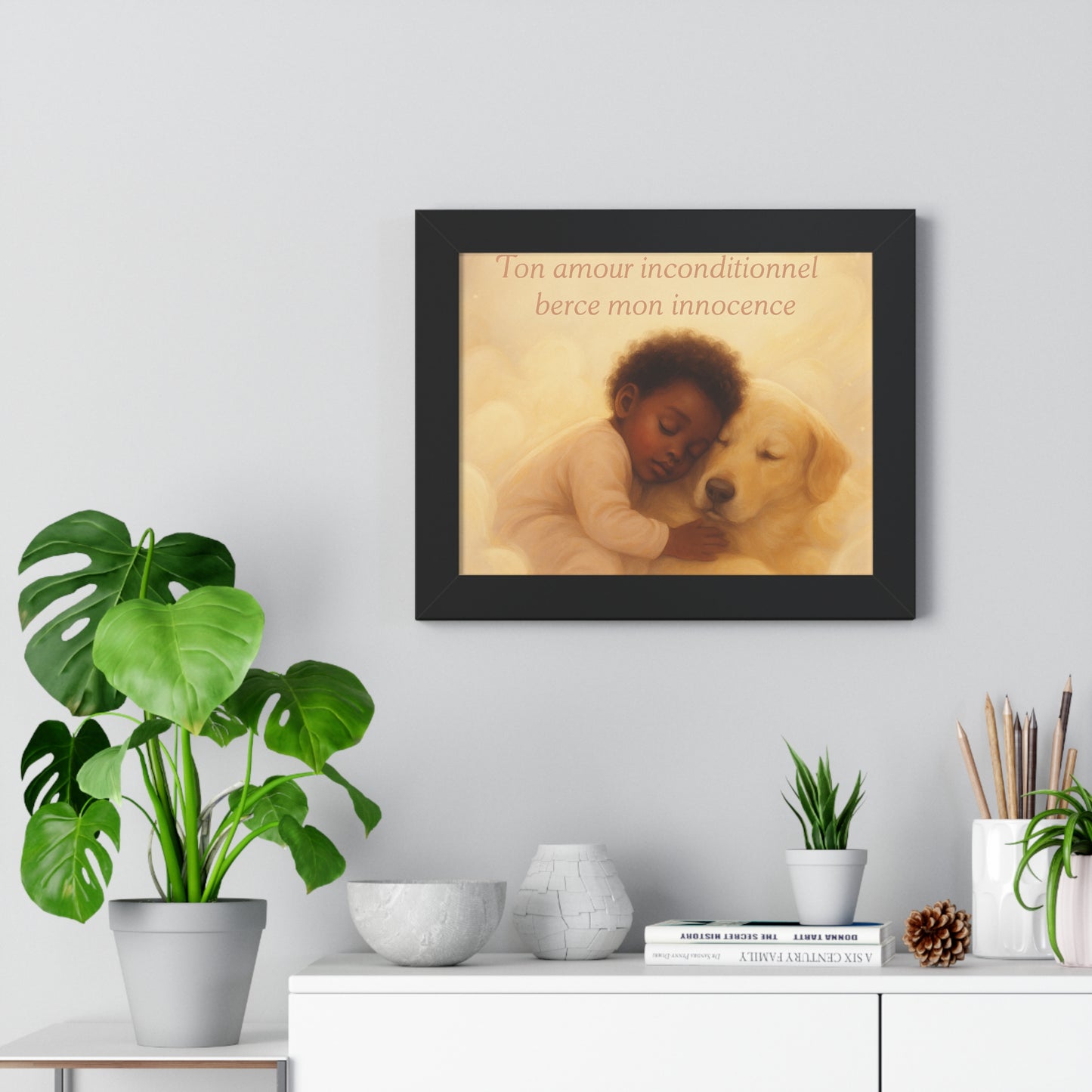 Affiche encadrée « Ton amour inconditionnel berce mon innocence.» (Collection Retour à l'enfance)