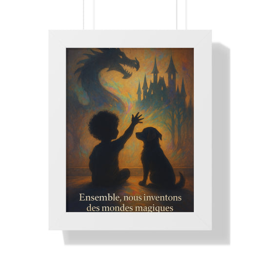 Affiche verticale "ensemble nous inventons des mondes magiques" ( Collection Retour à l'Enfance)