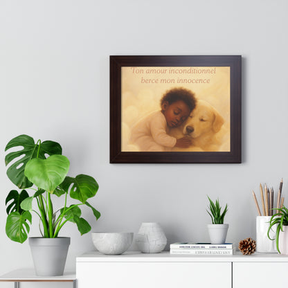 Affiche encadrée « Ton amour inconditionnel berce mon innocence.» (Collection Retour à l'enfance)