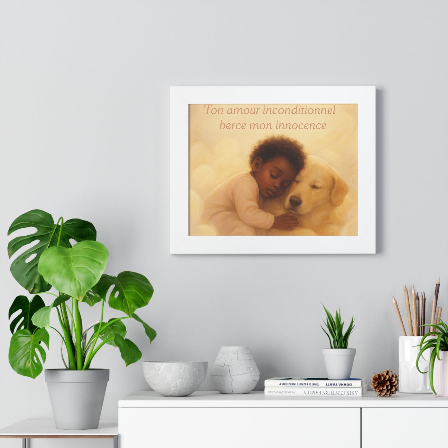Affiche encadrée « Ton amour inconditionnel berce mon innocence.» (Collection Retour à l'enfance)