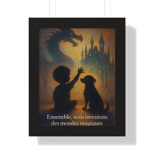 Affiche verticale "ensemble nous inventons des mondes magiques" ( Collection Retour à l'Enfance)