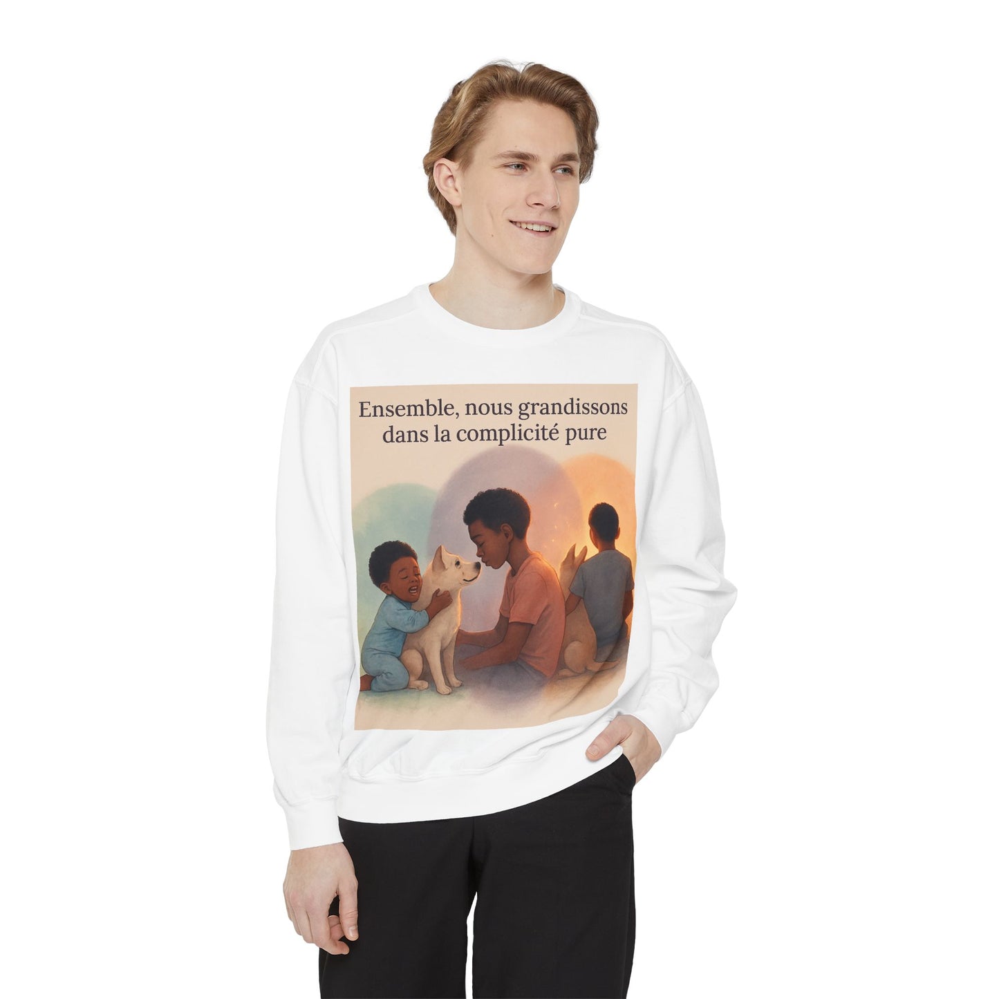 Sweat-shirt Unisexe « Ensemble nous grandissons dans la complicité pure» (Collection Retour à l'enfance)
